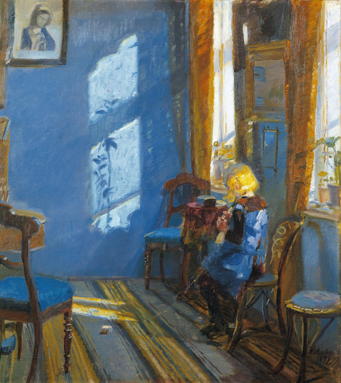 Zonlicht in de blauwe kamer door Anna Ancher