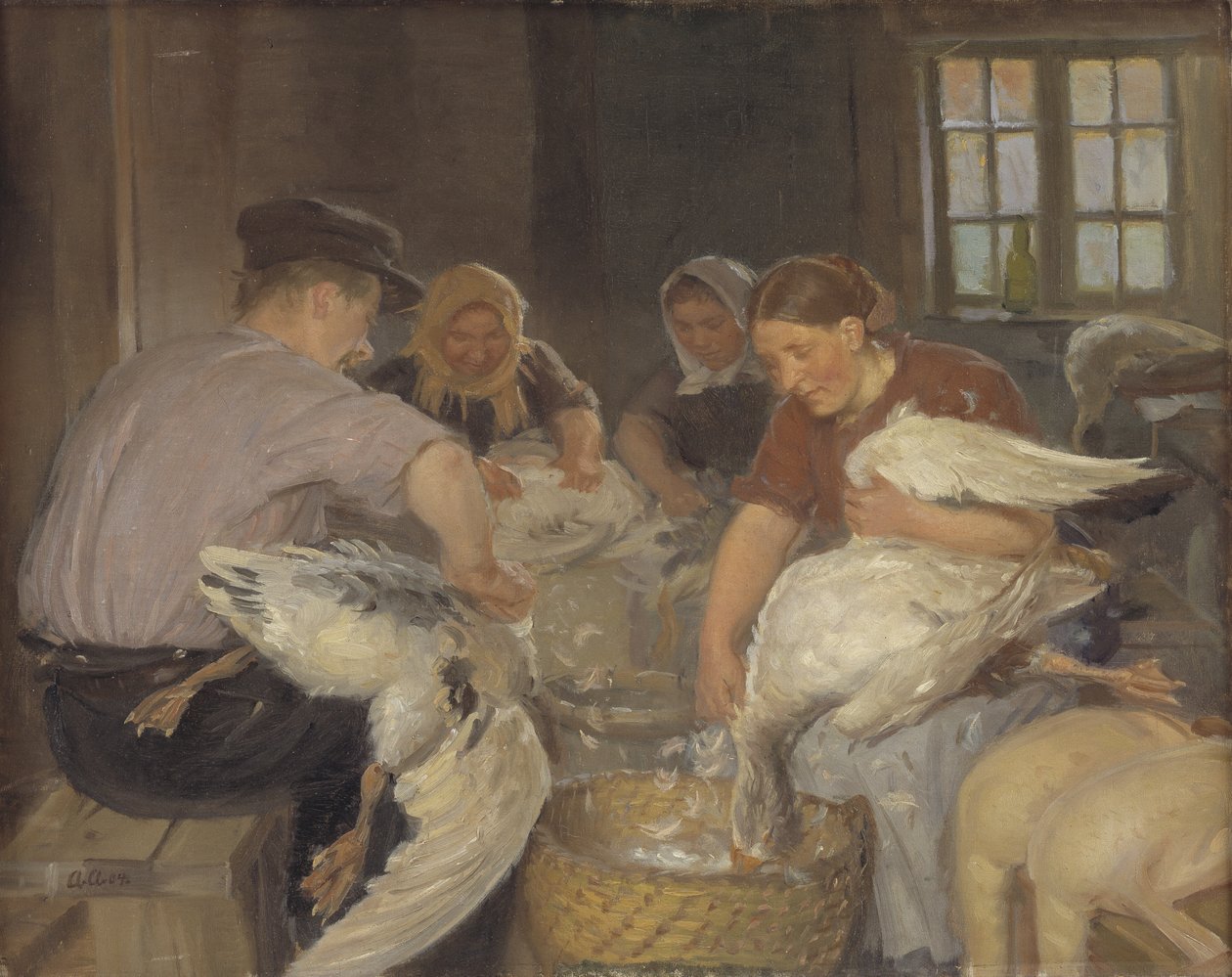 De ganzen plukken door Anna Ancher