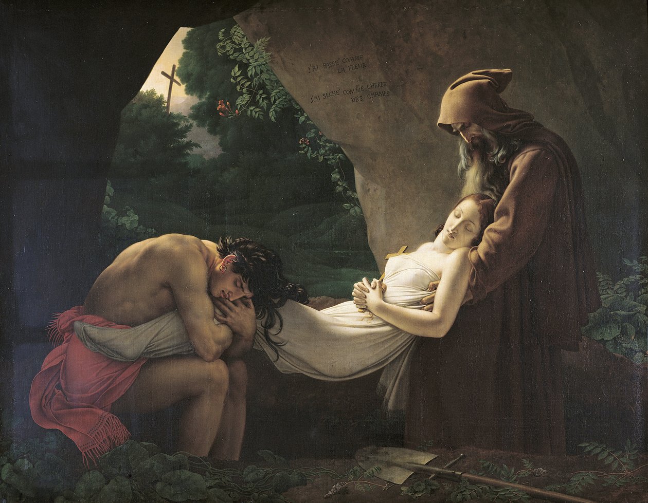 Het graf van Atala, 1808 door Anne Louis Girodet de Roucy Trioson