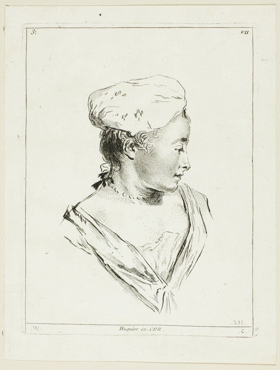 Hoofd vrouw door Anne Claude Philippe Caylus
