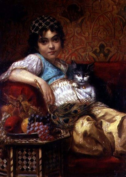 Turks Meisje met een Kat door Anne Marie Wirth