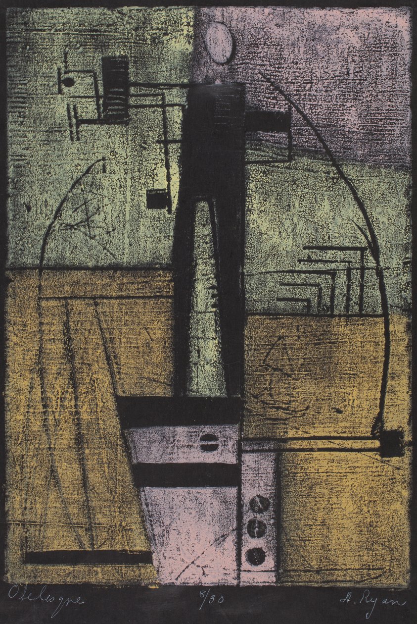 Obelisque (kleurenhoutsnede) door Anne Ryan