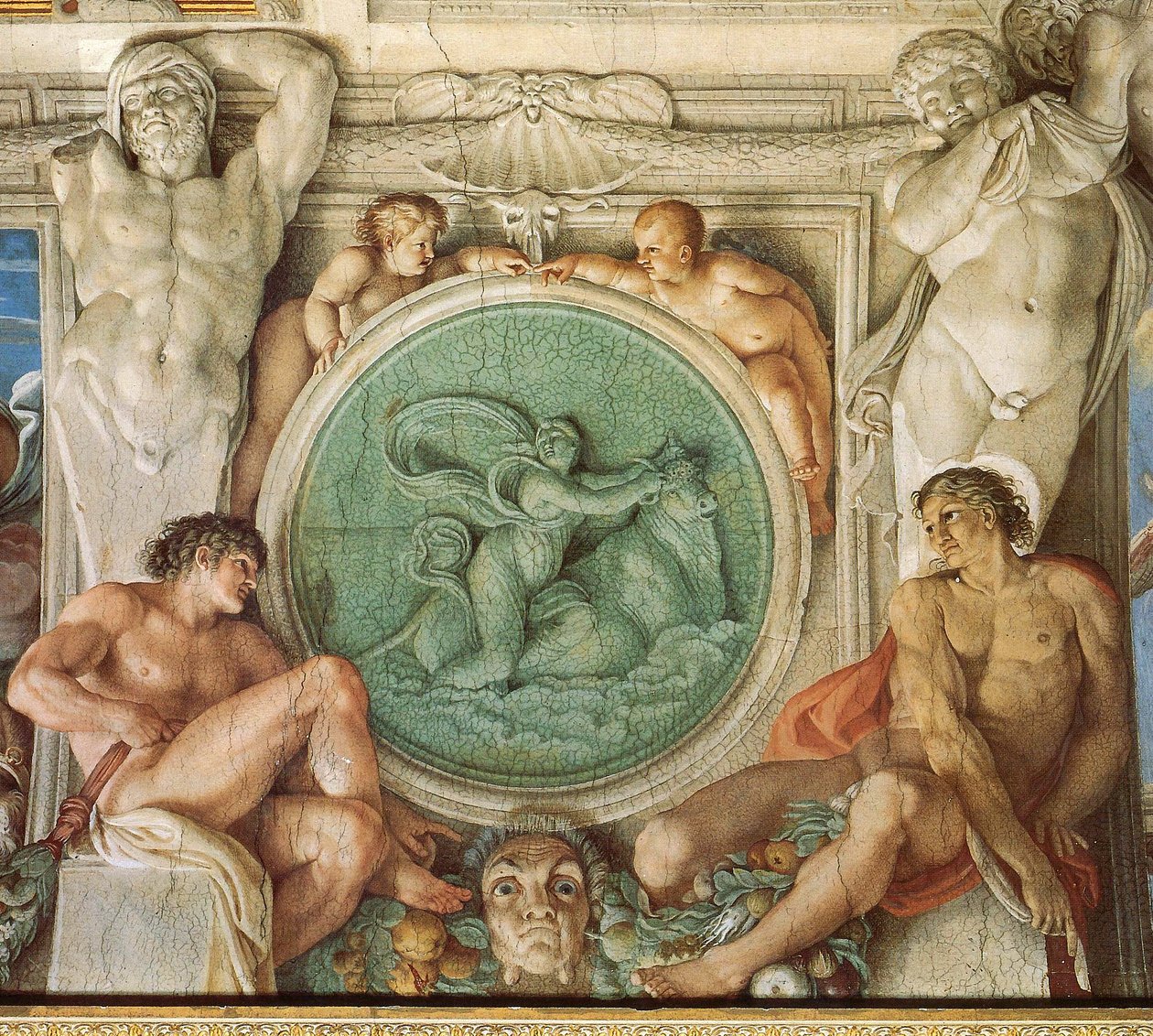 Farnese Galerij, Plafond detail door Annibale Carracci