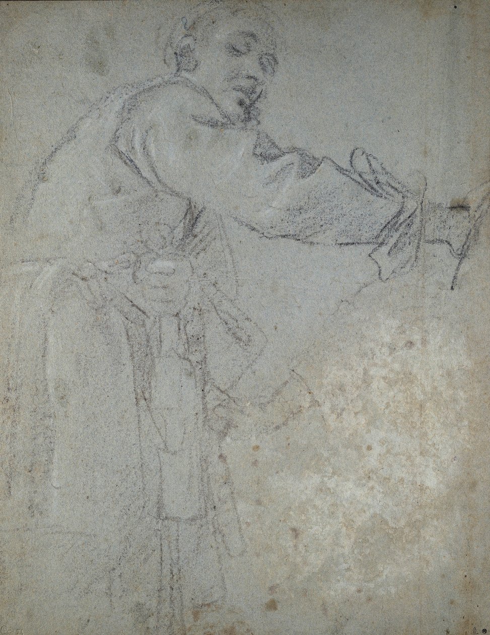 Studie van een gedrapeerd mannelijk figuur door Annibale Carracci