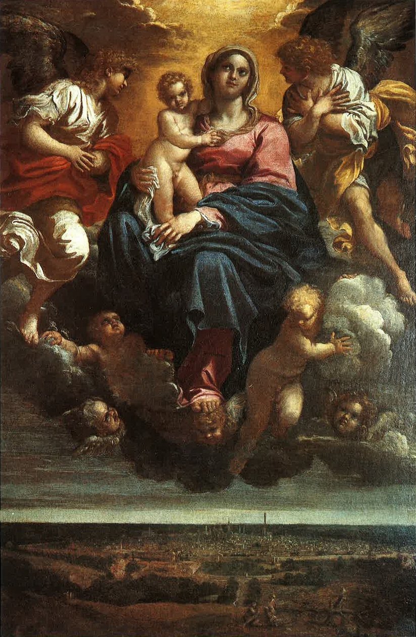 De Maagd en het Kind in de wolken door Annibale Carracci