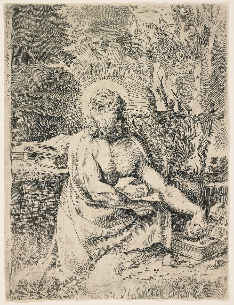 Sint Hiëronymus in de Wildernis, ca. 1591 door Annibale Carracci
