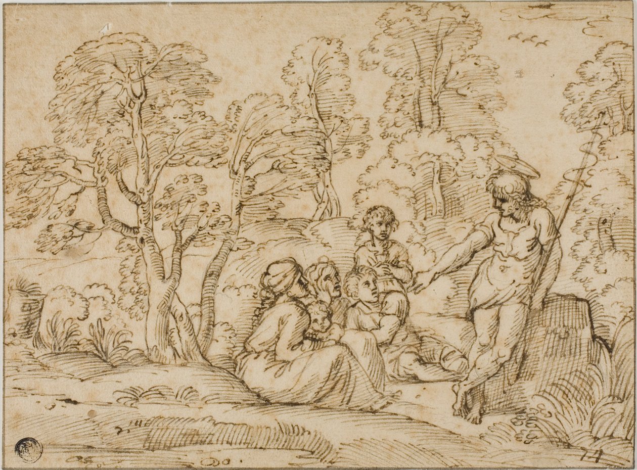 Johannes de Doper Preken door Annibale Carracci
