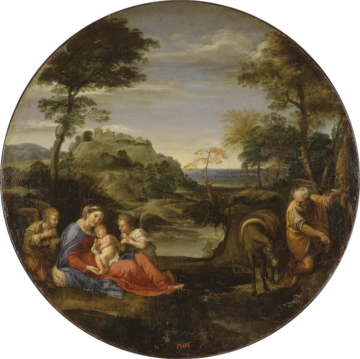 De rest over De vlucht naar Egypte door Annibale Carracci