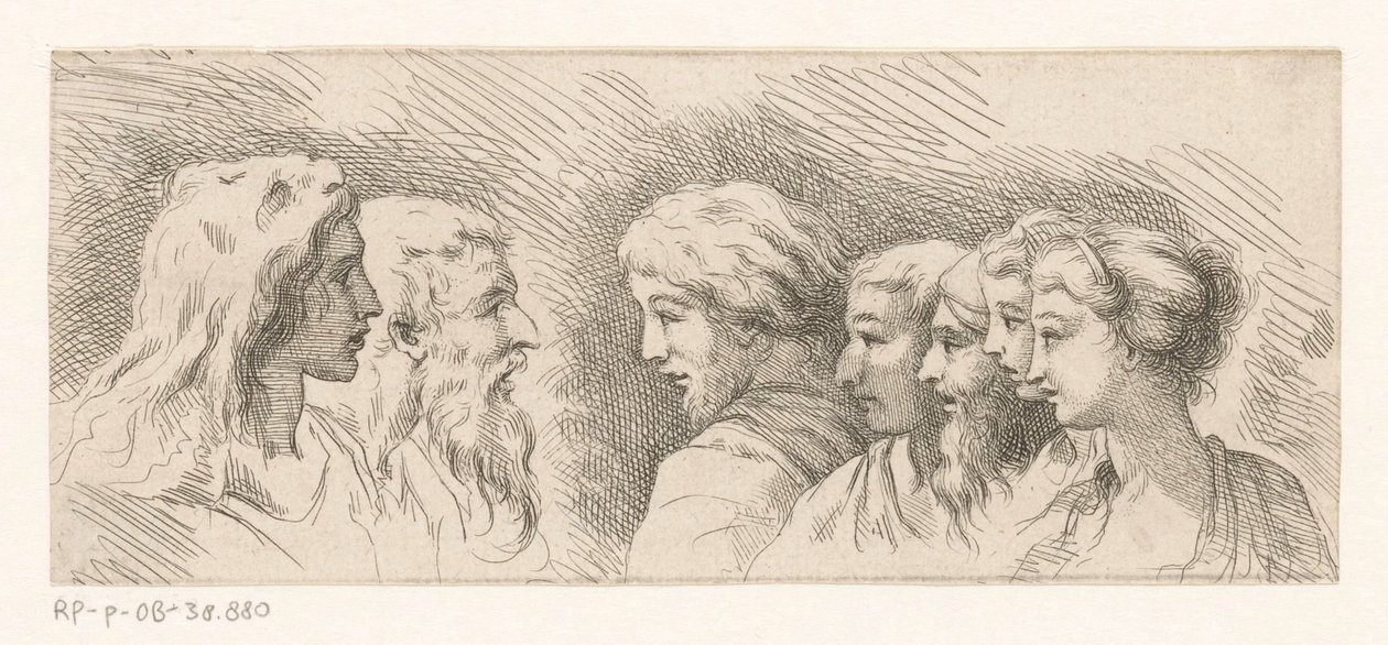 Bustes van zeven mannen en vrouwen door Anonymous