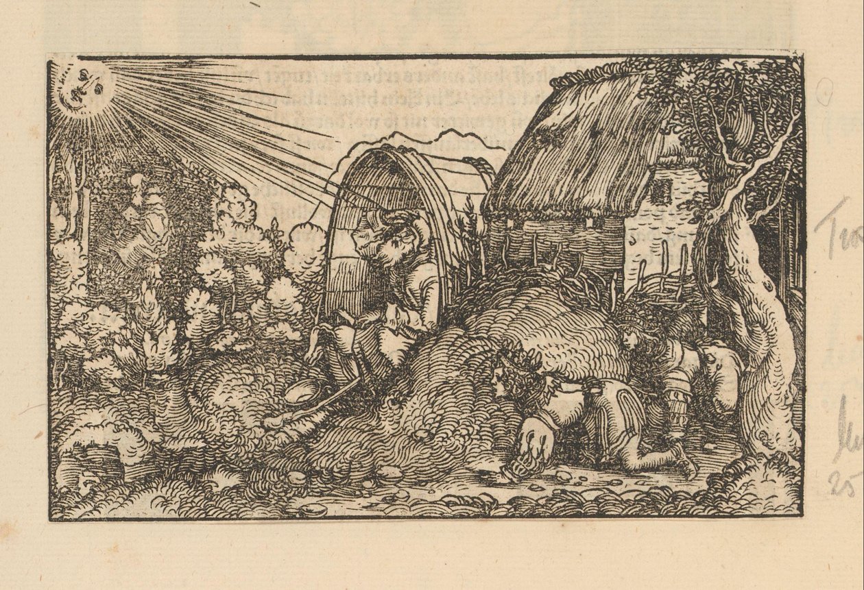 Diogenes in zijn ton en twee gekroonde jongemannen door Anonymous
