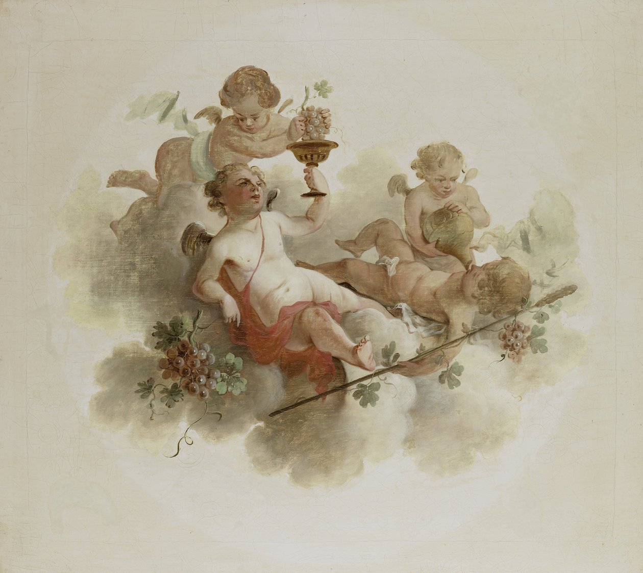 Vier putti met druiven door Anonymous