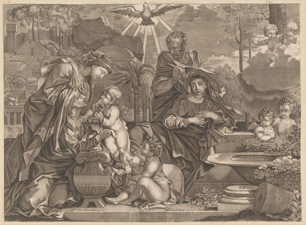 Heilige Familie met Elisabeth en Johannes door Anonymous