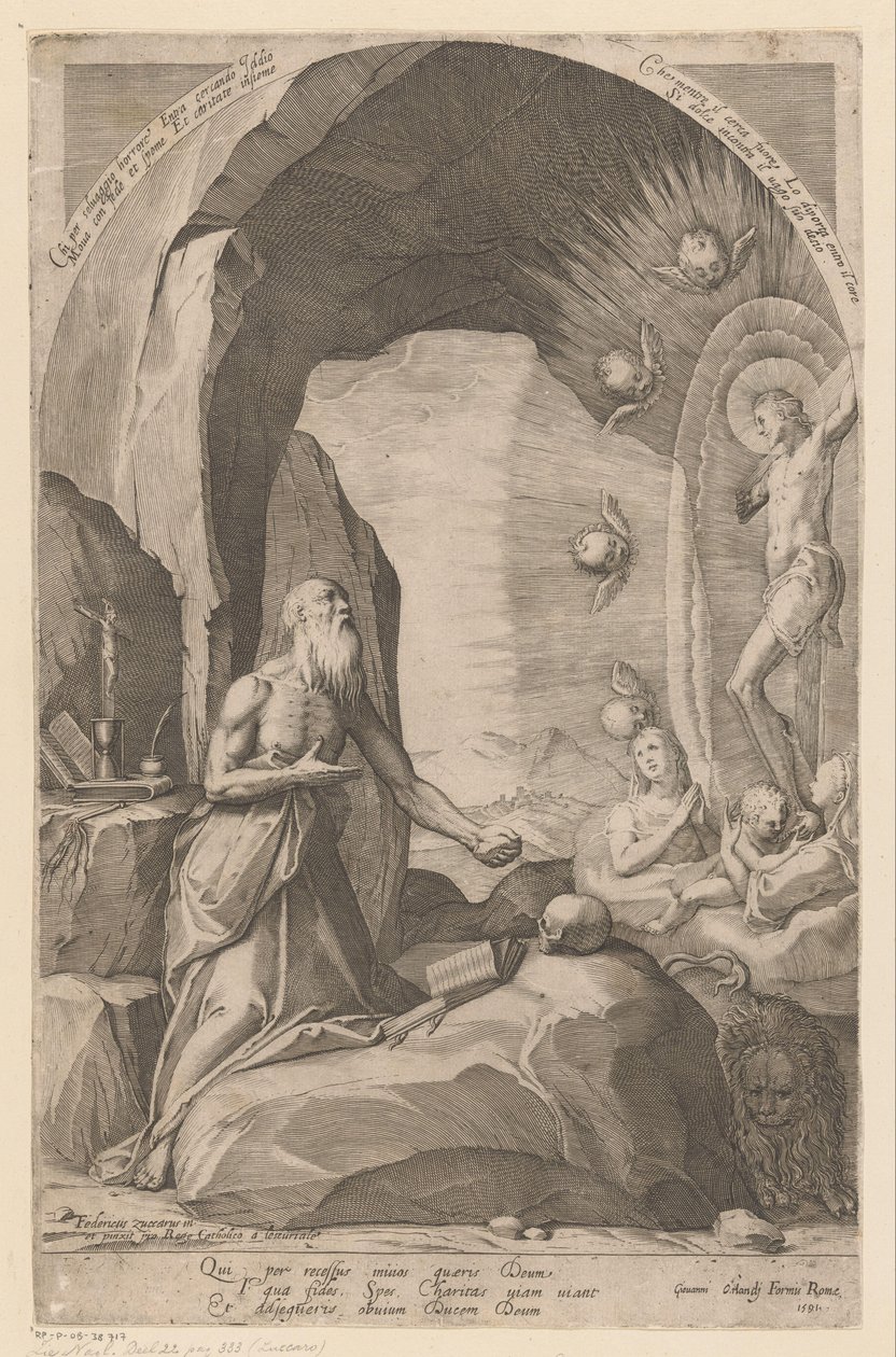 Heilige Hieronymus in de wildernis door Anonymous