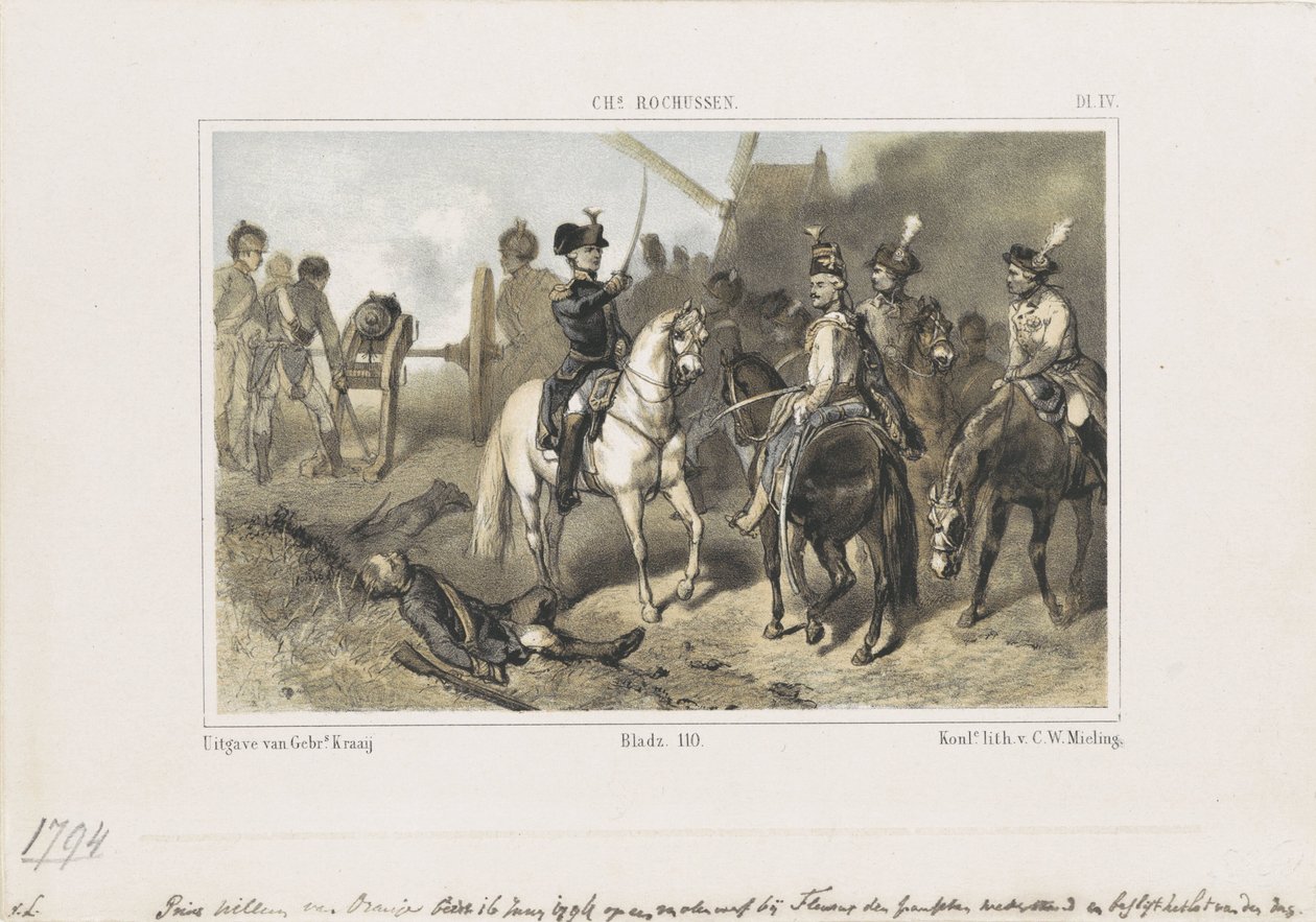 Prins Willem in de slag bij Fleurus, 1794 door Anonymous