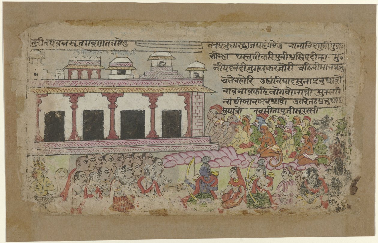 Rama en Sita met apenleger voor paleis door Anonymous