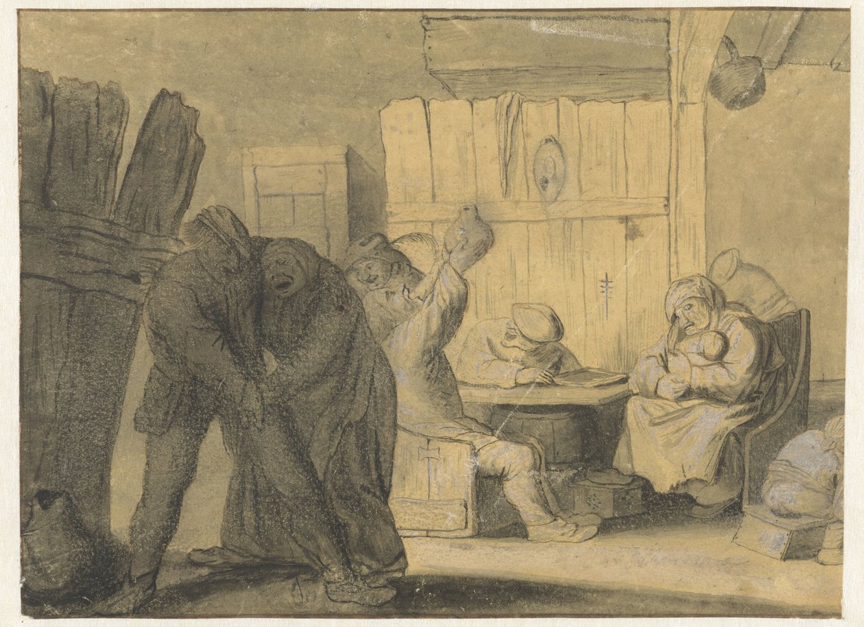 Scène in een boereninterieur door Anonymous