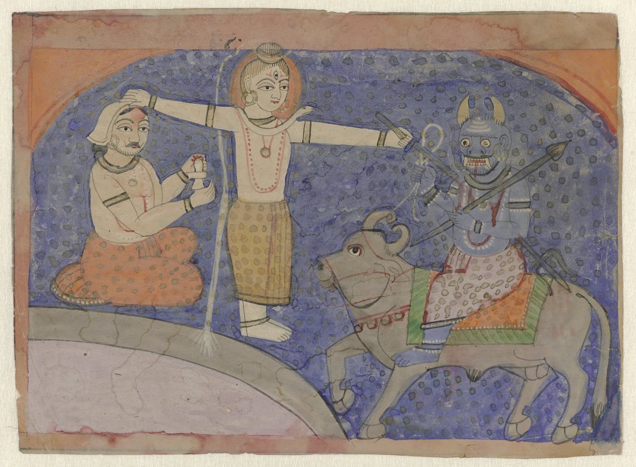 Shiva doodt Yama met zijn drietand door Anonymous