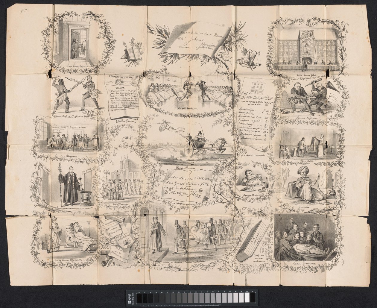 Spotprent in Leidse studentenalmanak, 1865 door Anonymous