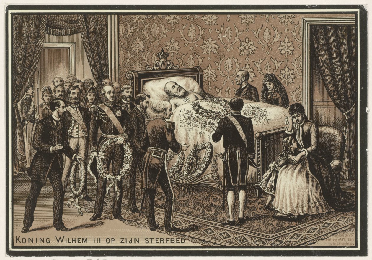 Sterfbed van Willem III, koning der Nederlanden door Anonymous