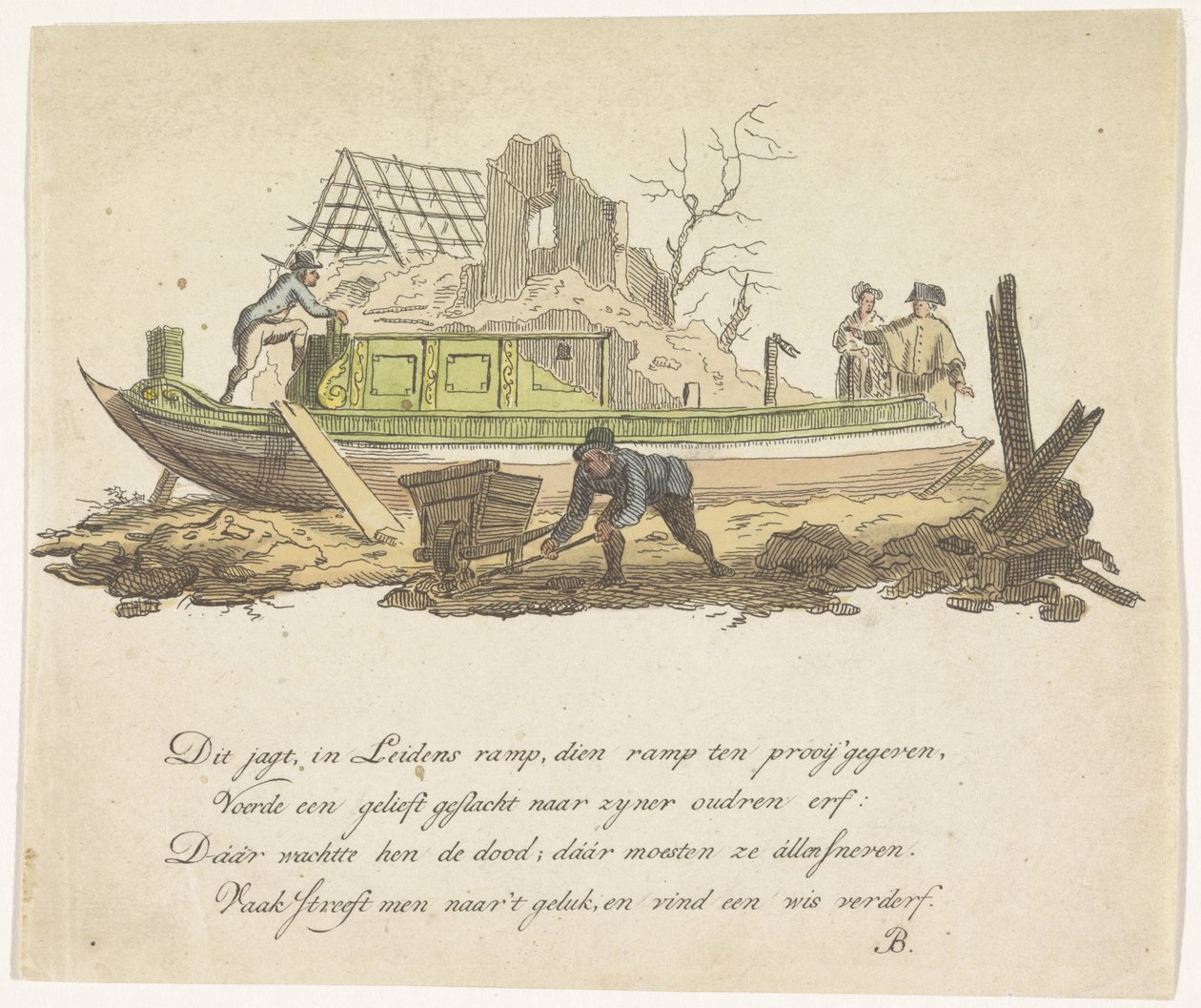 Verbrijzelde jacht van Rietmilder, 1807 door Anonymous