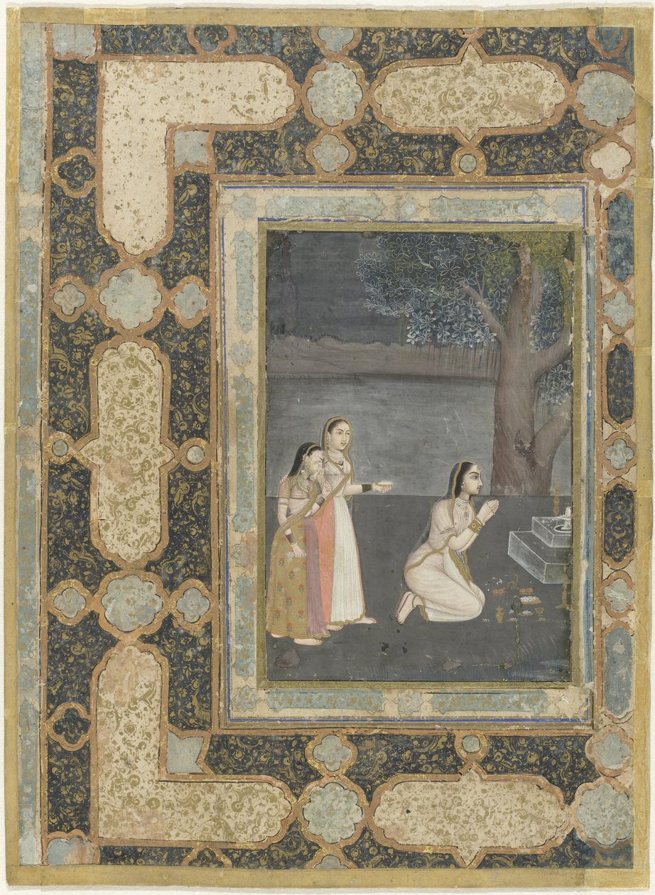 Vrouwen voor een linga-altaar (Bhairavi ragini) door Anonymous
