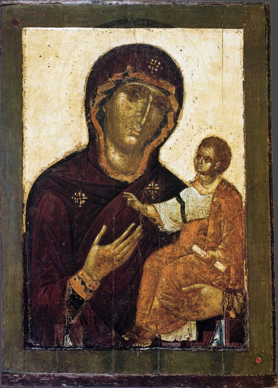 De Maagd Hodegetria, 12e eeuw door Anonymous Russian icon painter