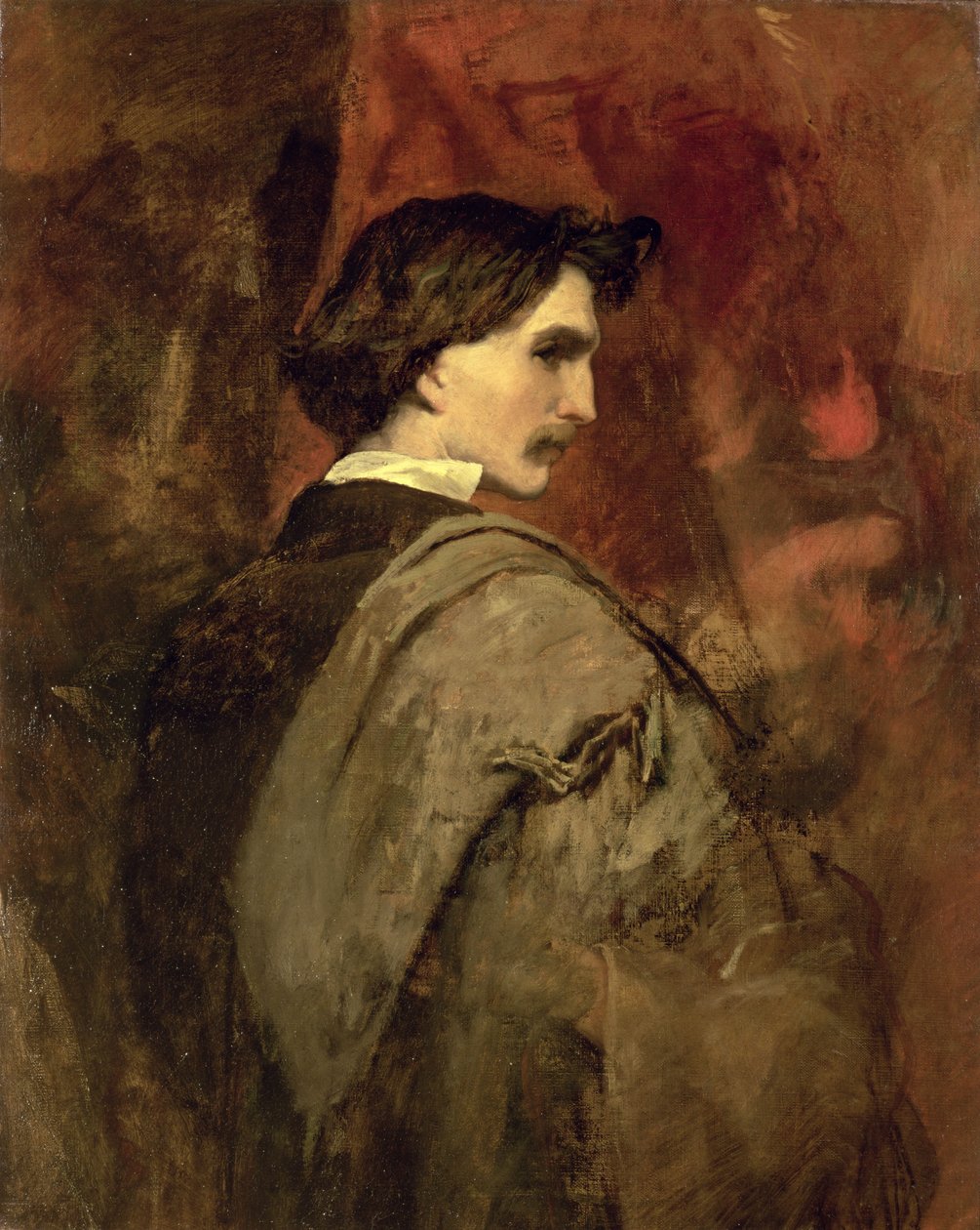 Zelfportret, c.1860 door Anselm Feuerbach