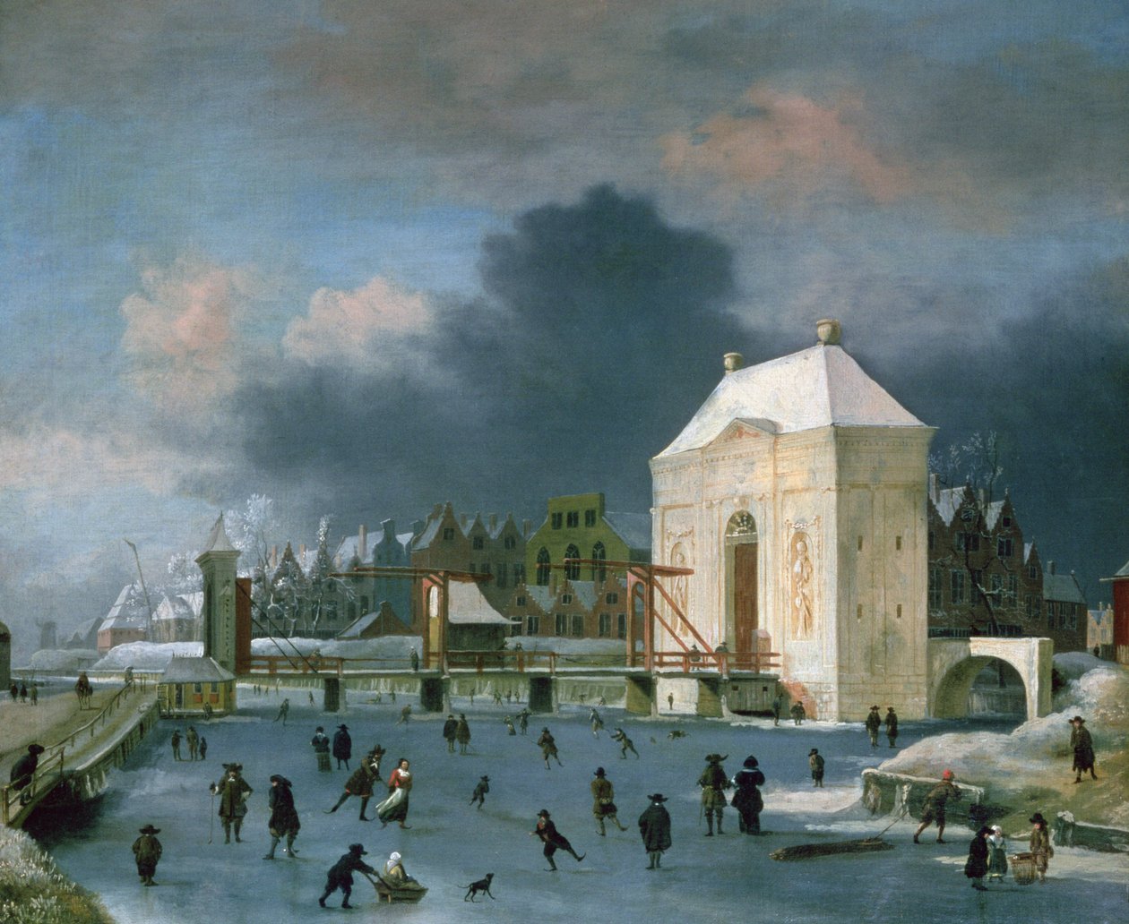 Stadspoort in Leiden door Anthonie Beerstraten