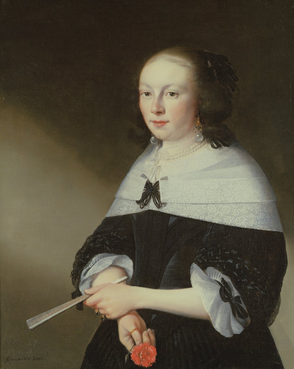 Portret van een dame, 28 jaar oud door Anthonie Palamedesz