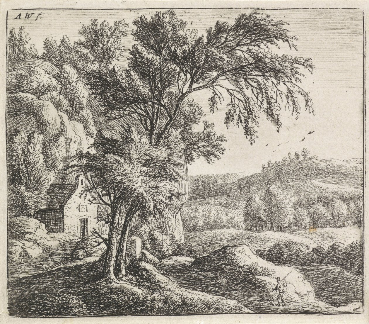 Kluizenaarshut (Rotsachtige landschappen) door Anthonie Waterloo