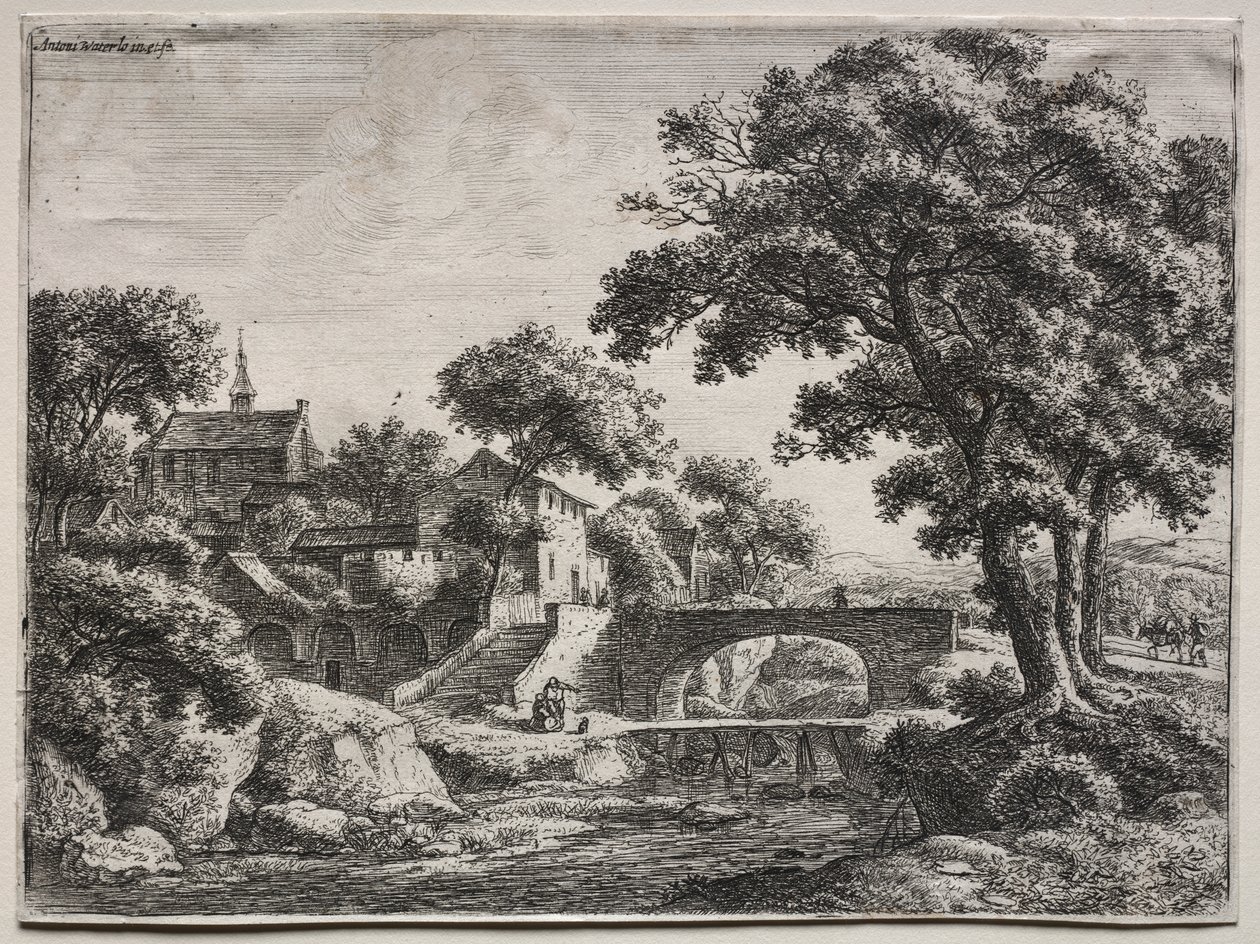 Twaalf Landschappen (H.95-106): De Twee Bruggen door Anthonie Waterloo