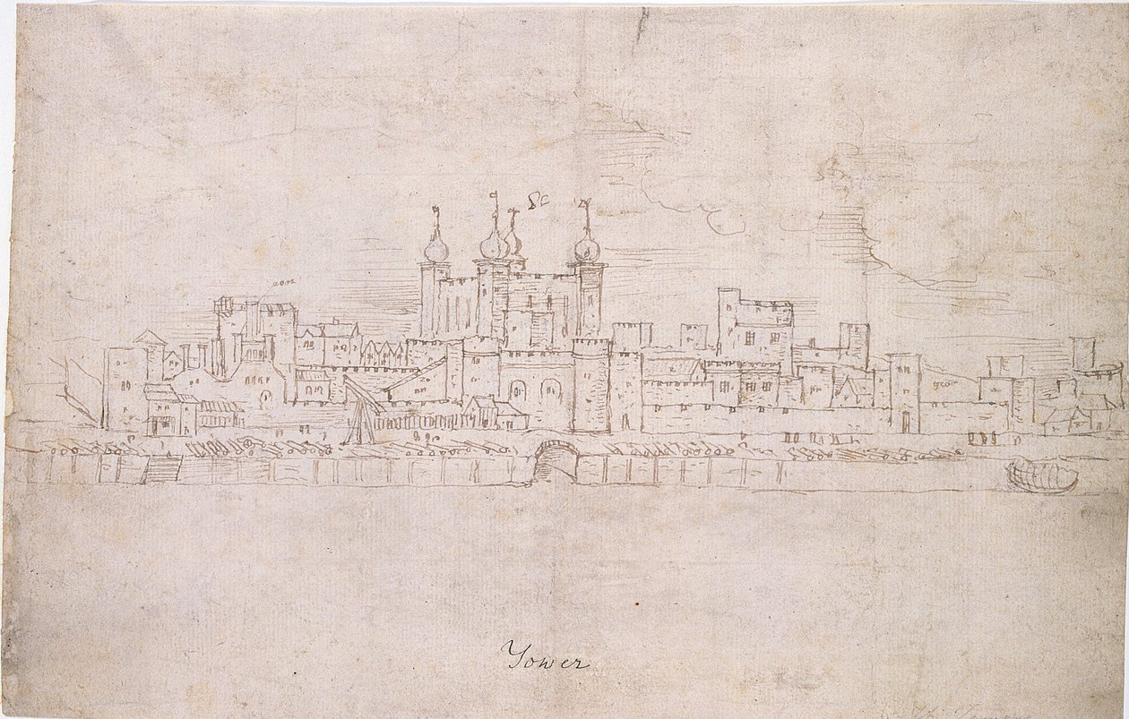 De Tower of London, c.1544 (pen en inkt op papier) door Anthonis van den Wyngaerde