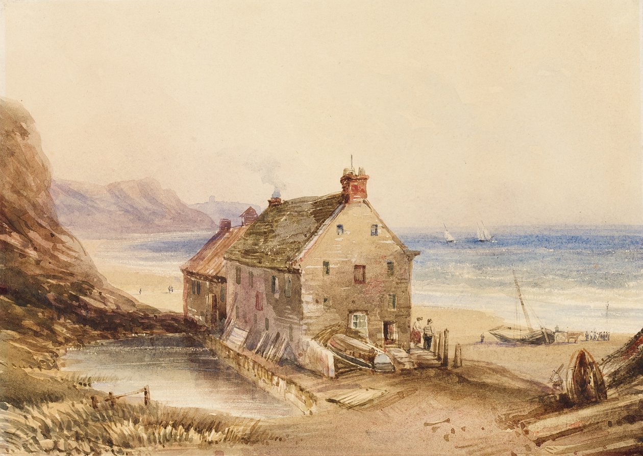 Cayton Cliff Mill, nabij Scarborough door Anthony Vandyke Copley Fielding