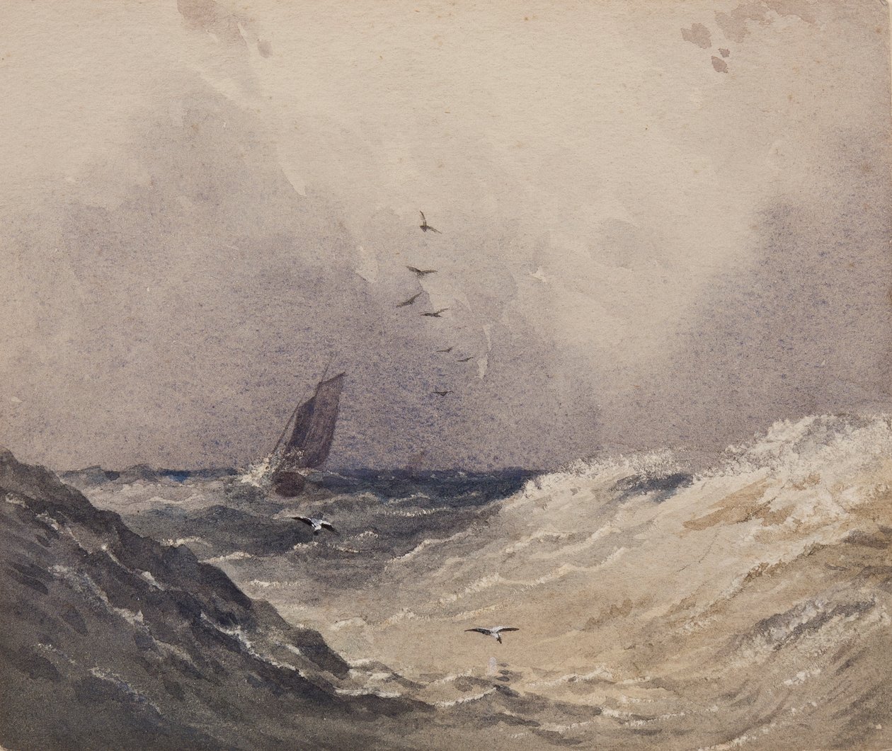 Zeilboot voor een storm, ca. 1830 door Anthony Vandyke Copley Fielding