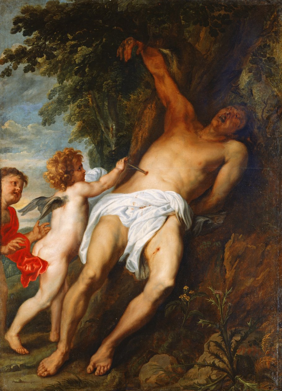Sint Sebastiaan Gered door Engelen door Anthony van Dyck