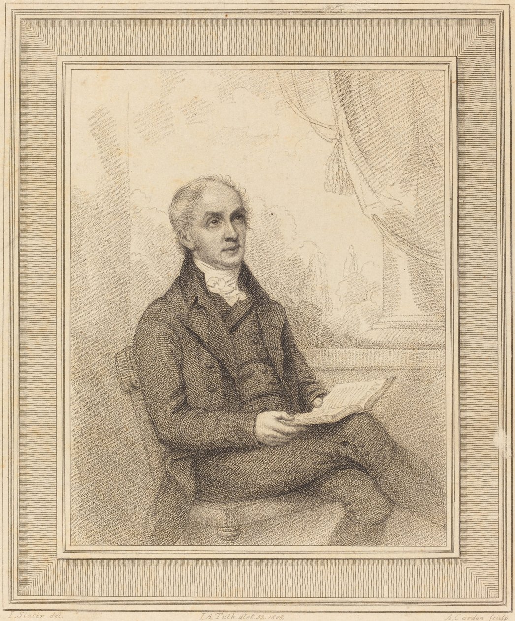 John Augustus Tulk door Anthony Cardon after Joseph Slater