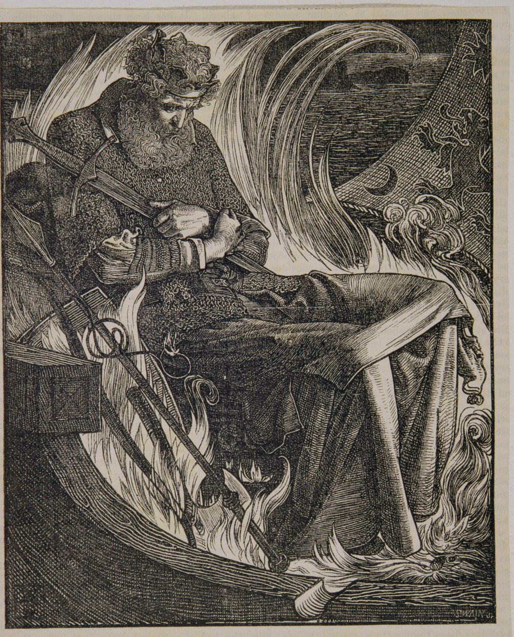 De Dood van Koning Warwulf door Anthony Frederick Augustus Sandys