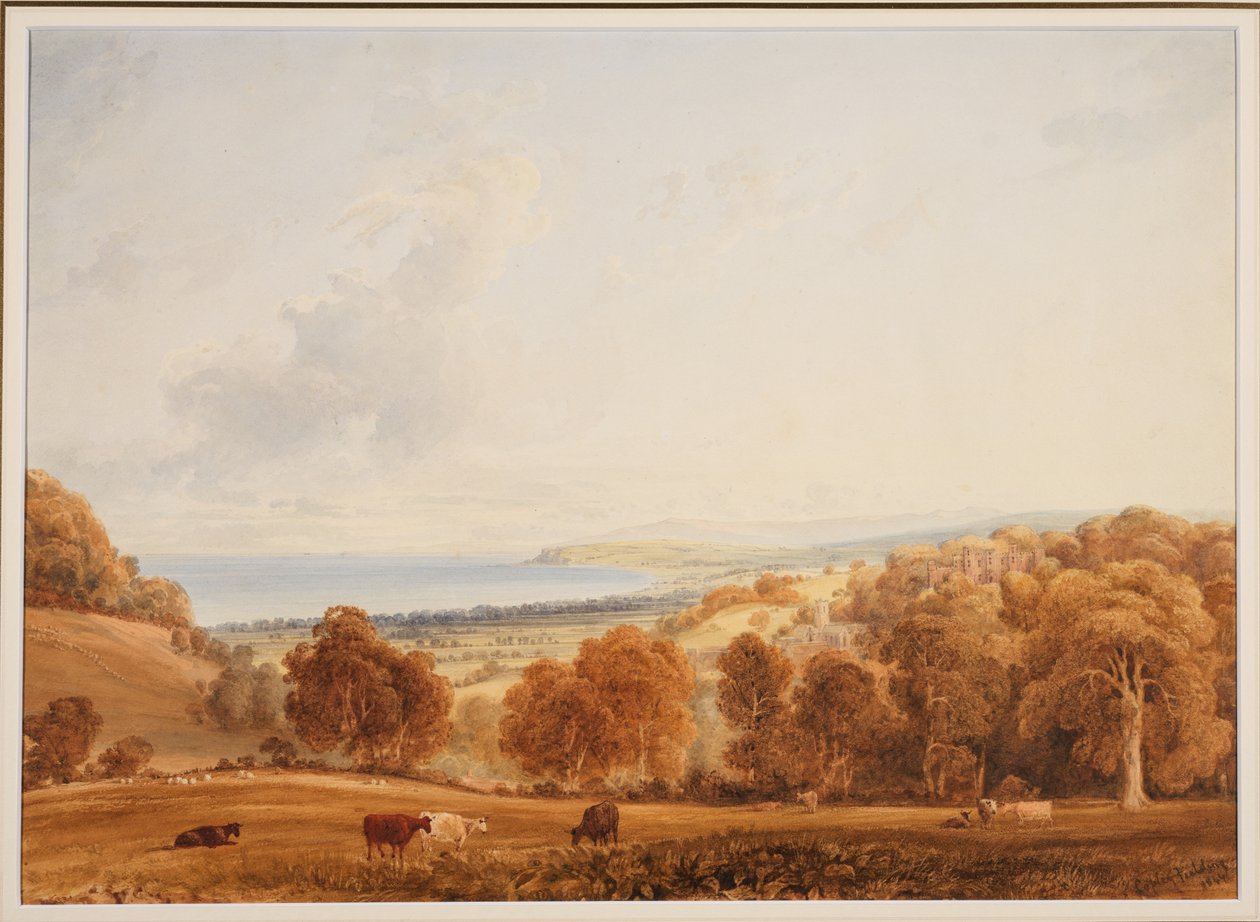 Verre uitzicht op Dunster, Somerset door Anthony Vandyke Copley Fielding