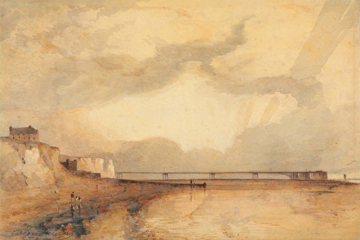 Marine Pier, Brighton - Zonsondergang door Anthony Vandyke Copley Fielding