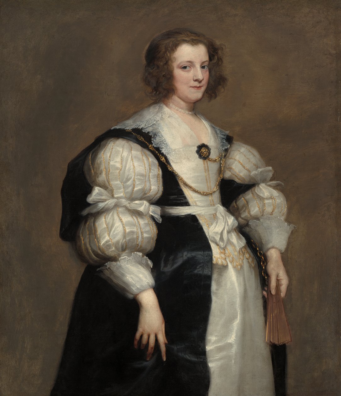 Dame met waaier door Anthony van Dyck