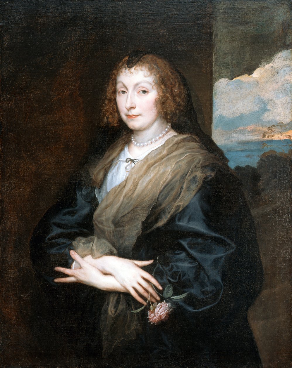Vrouw met een roos door Anthony van Dyck