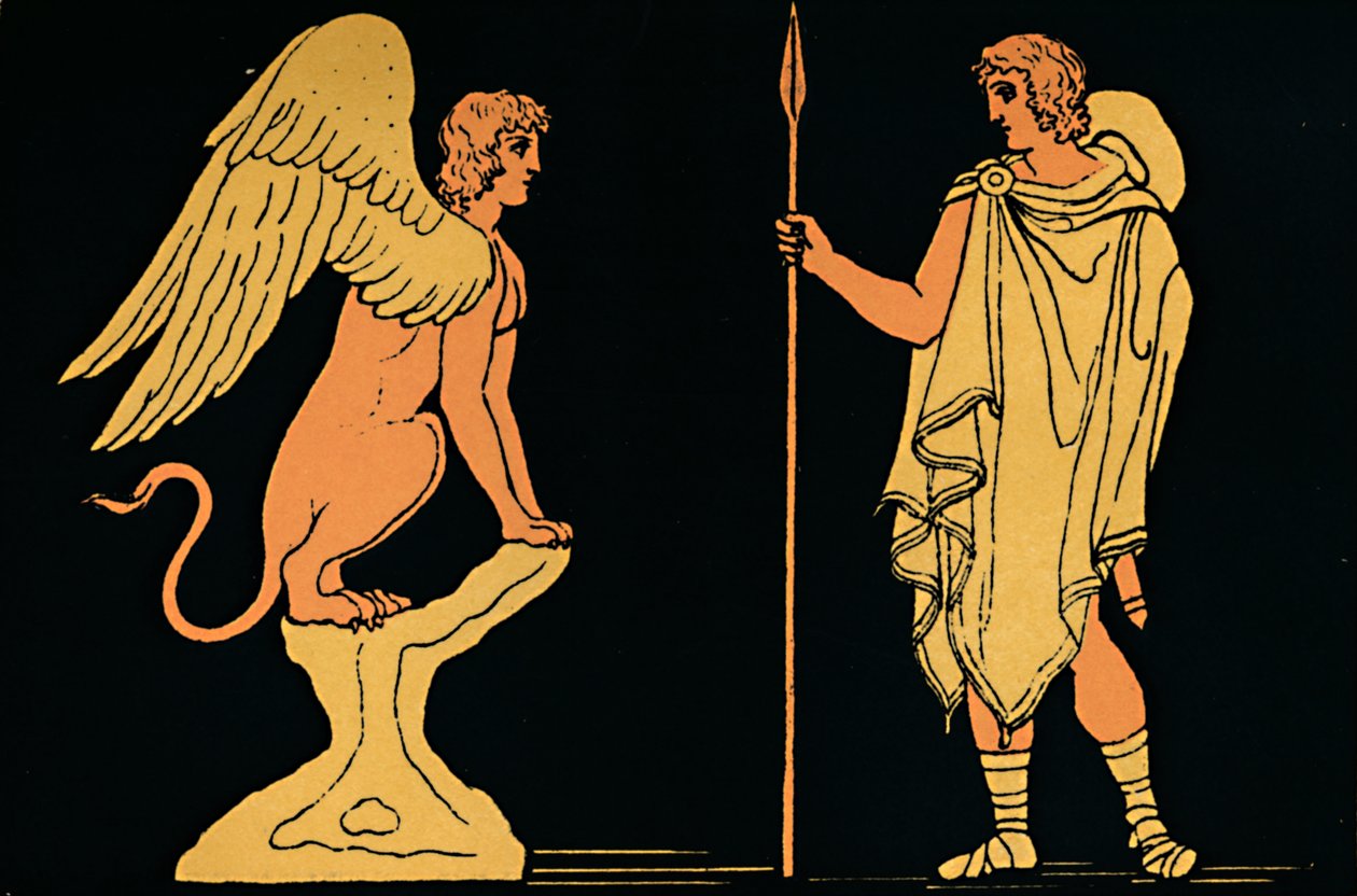 Oedipus en de Sfinx, 1880 door Antique