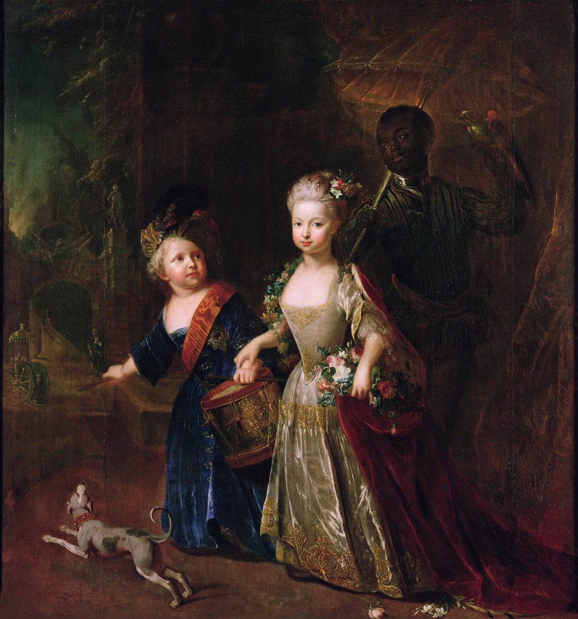 Kroonprins Frederik II met zijn zus Wilhelmine door Antoine Pesne