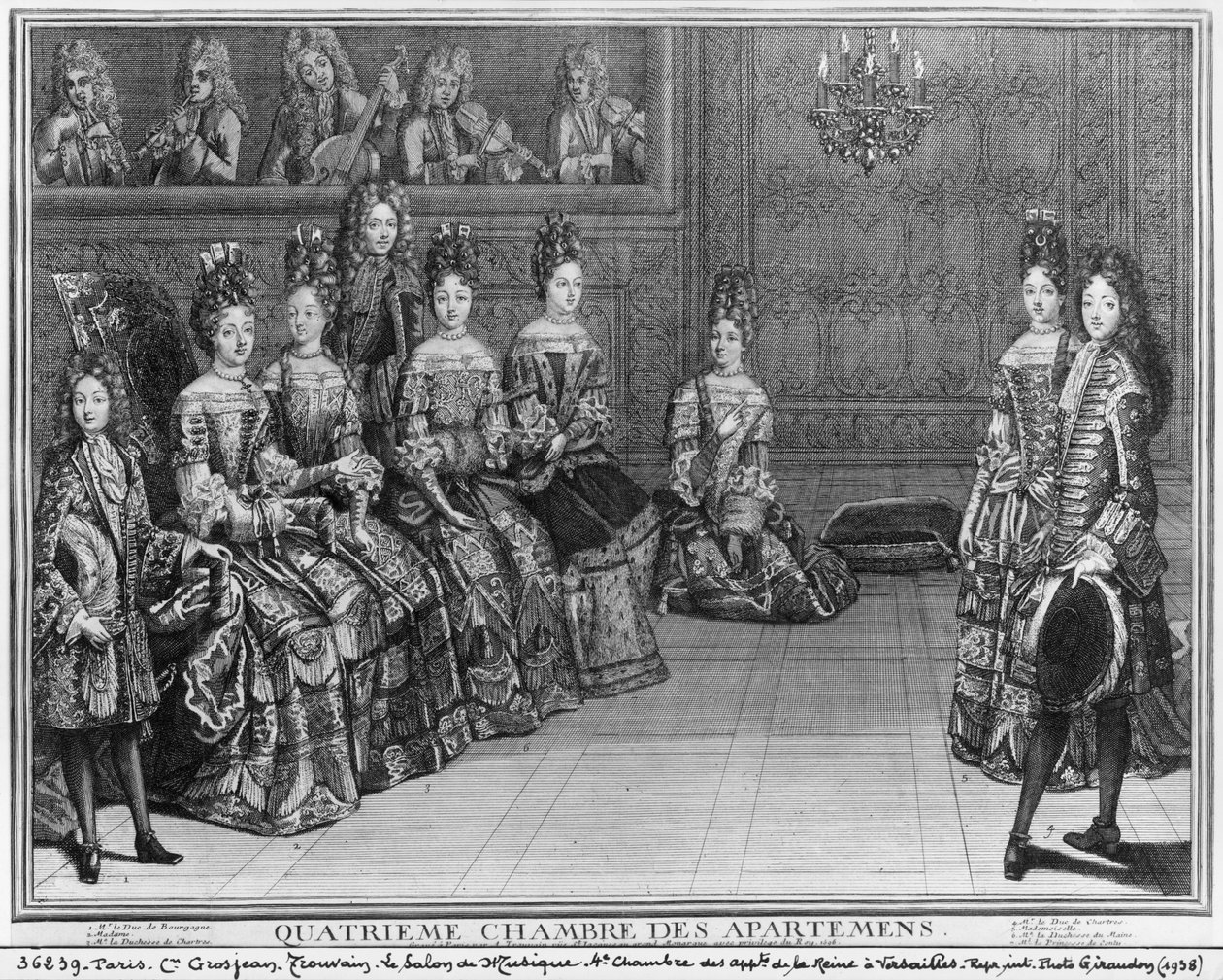 De Muziekkamer in Versailles, 1696 door Antoine Trouvain
