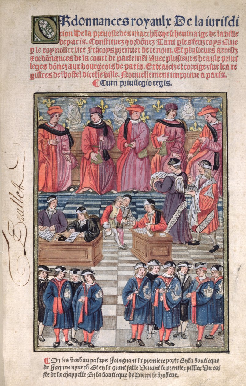 Provoost van kooplieden en schepenen van Parijs, scène van belastinginning, titelpagina van 