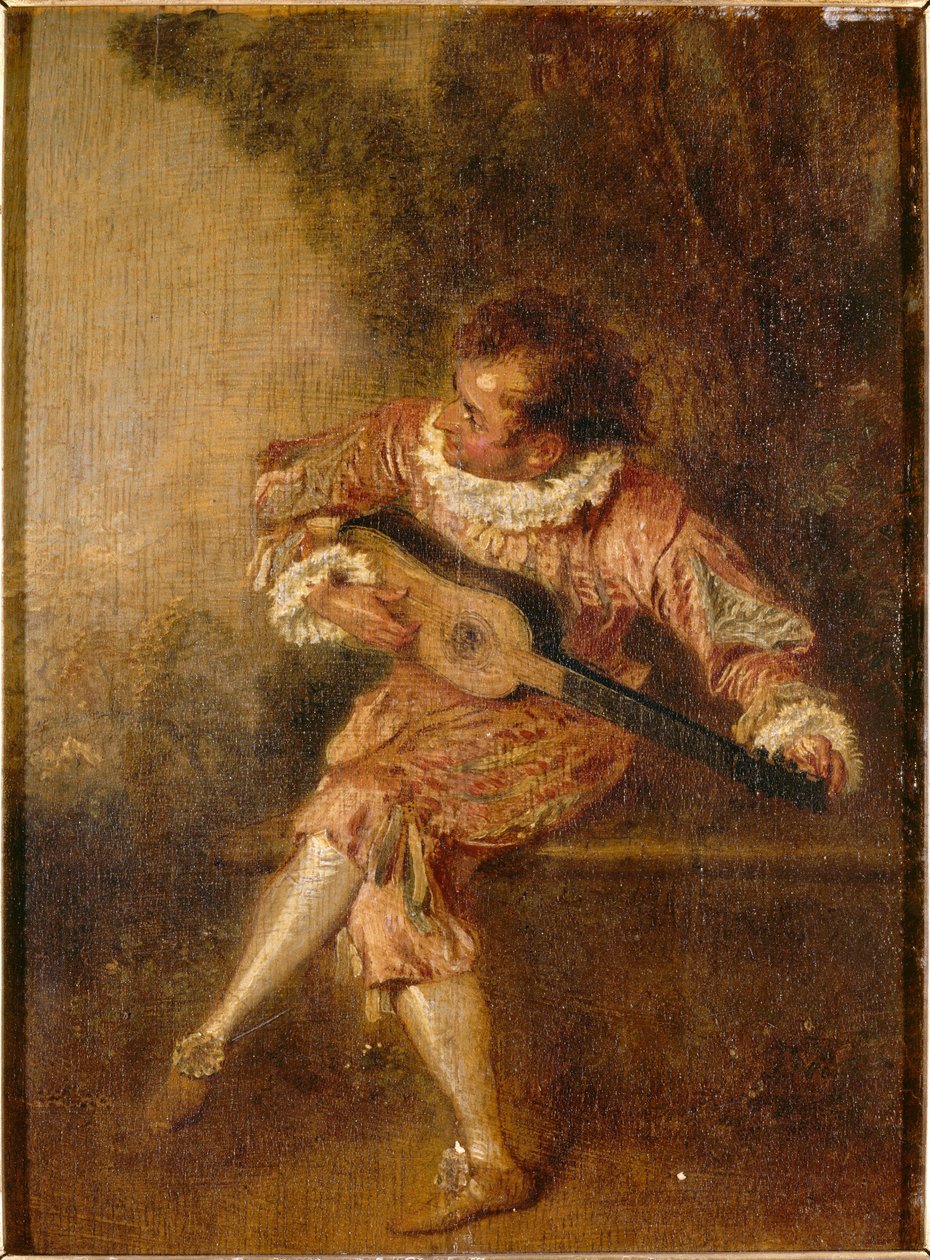 De serenadegever (Mezetin) door Jean Antoine Watteau