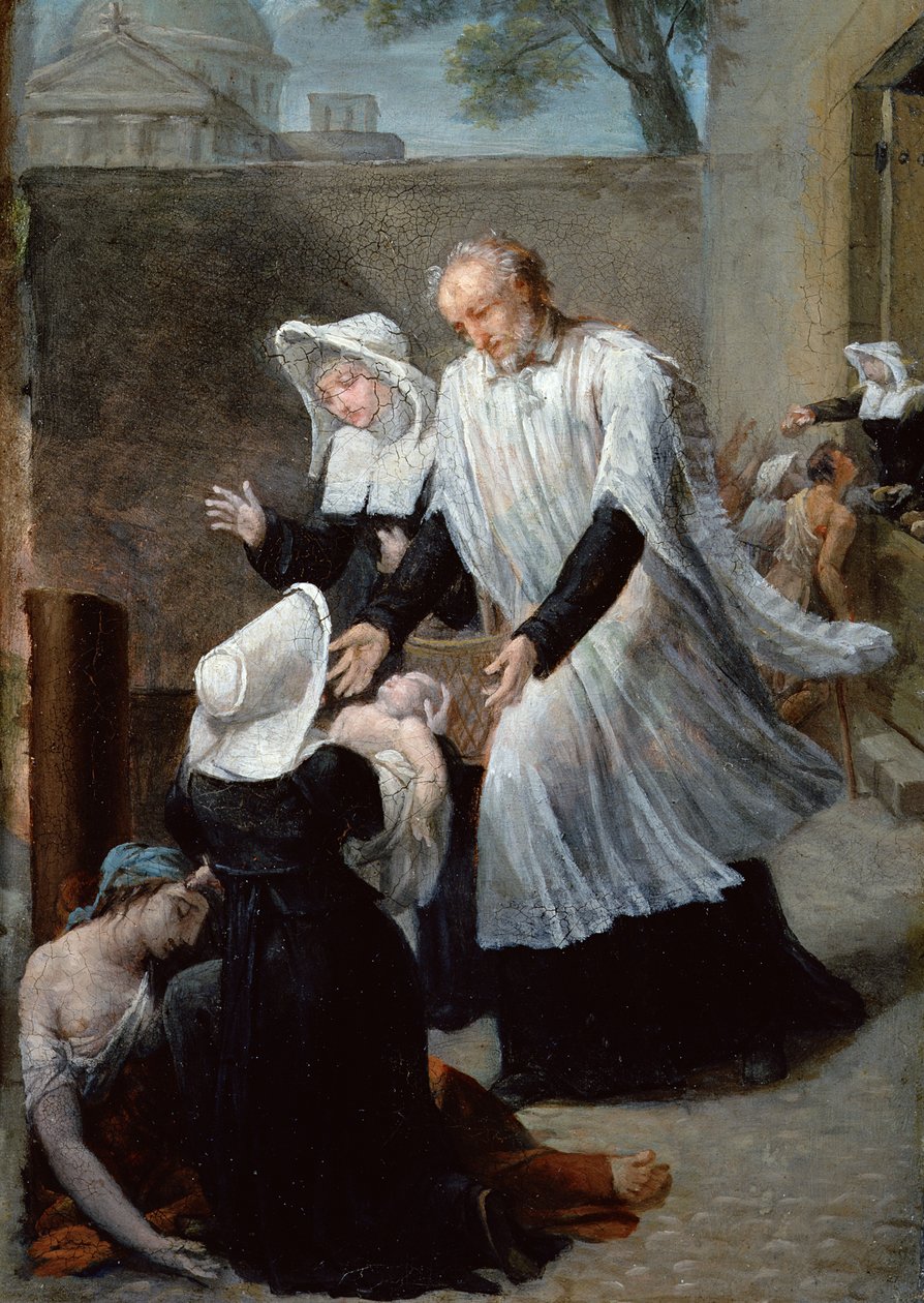 St. Vincent de Paul Helpt de Pestlijders door Antoine Ansiaux