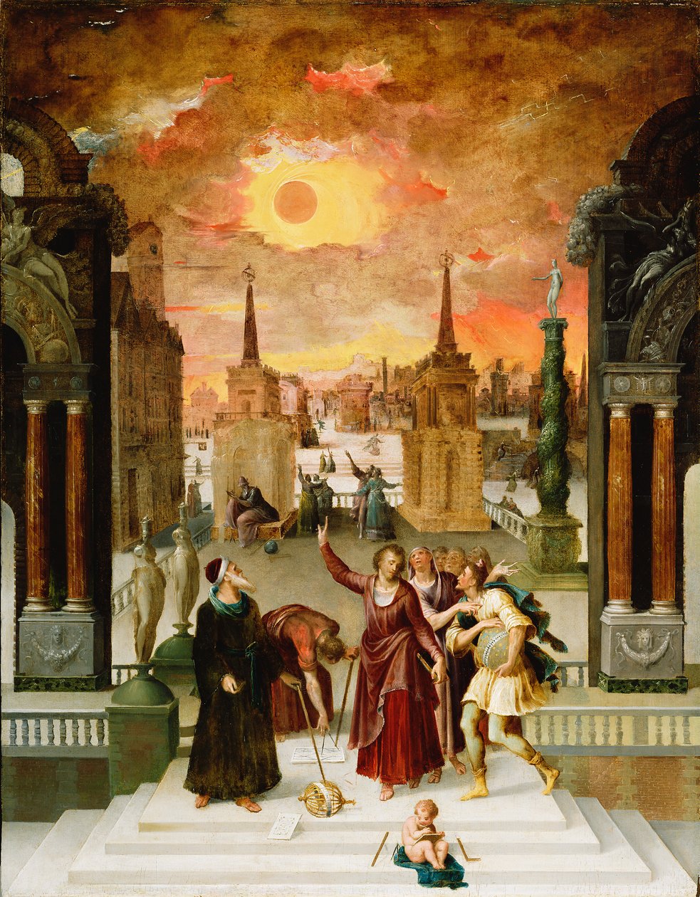 Dionysius de Areopagiet bekeert de heidense filosofen door Antoine Caron