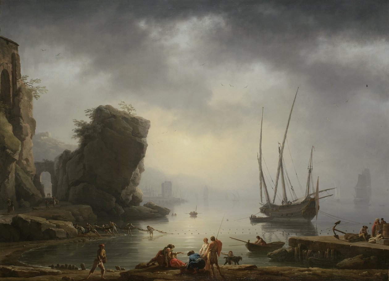 Middellandse Zee Kustscène, 1746 door Antoine Charles Horace Vernet