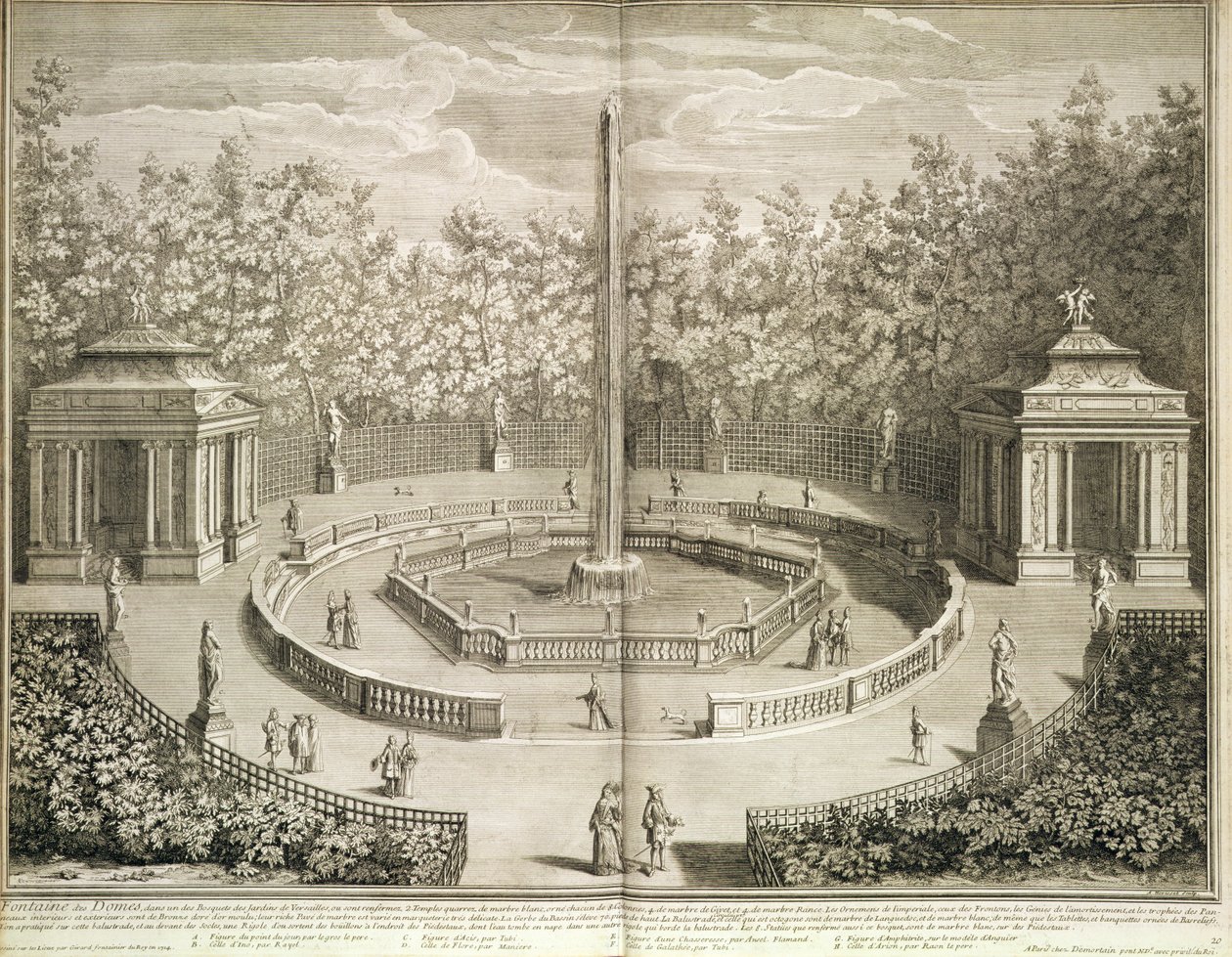 Fontaine des Domes, Versailles, ca. 1715 (ets) door Antoine Herriset
